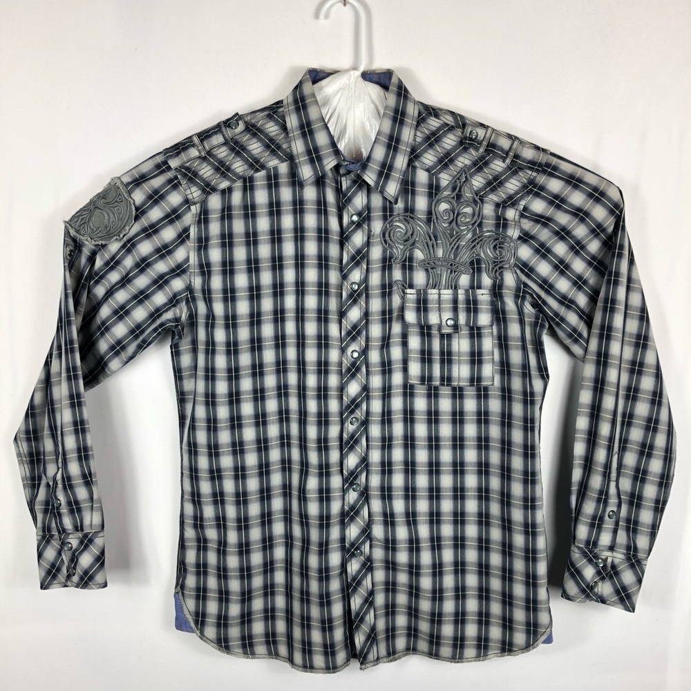 Roar Men’s Fleur De Lis Button Up Size Large